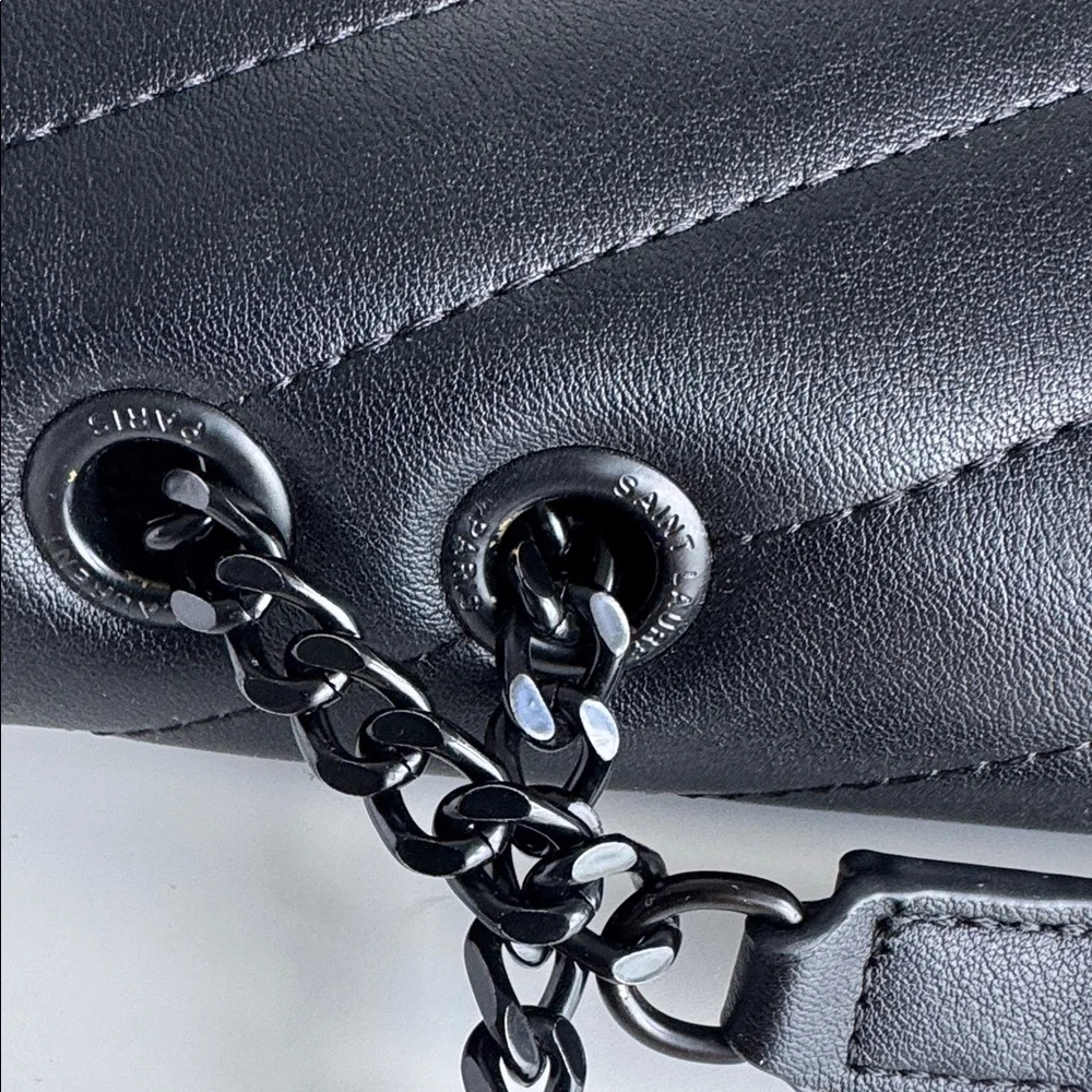 Yves Saint Laurent Black Chevron Shoulder Bag - Picture 11 of 13